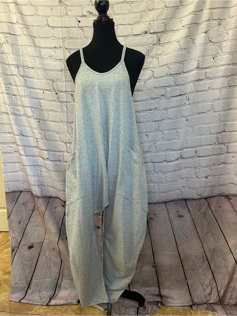 NWT LABIJOU Gray Cotton Stretch Utility Overall Jumpsuit Size S
